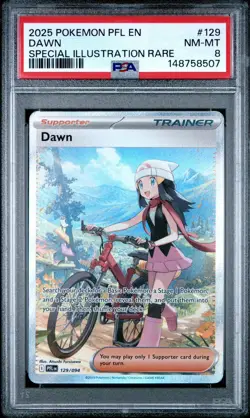 2025 POKEMON PFL EN-PHANTASMAL FLAMES SPECIAL ILLUSTRATION RARE #129 DAWN PSA 8 - Image 1