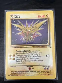 Zapdos Non-Holo Rare 30/62 - Fossil Set - Pokemon 1999 Vintage - Image 1