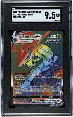 2021 Pokemon Evolving Skies 217/203 Rayquaza Vmax Secret Rare SGC 9.5 PSA - Image 1