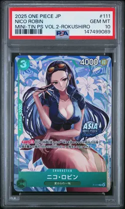 2025 ONE PIECE JAPANESE MINI-TIN PACK SET VOL.2 #111 NICO ROBIN PSA 10 - Image 1