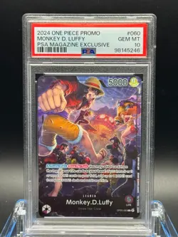 PSA 10 GEM MT 💎 - 2024 One Piece Promo Monkey D Luffy PSA Magazine Exclusive - Image 1