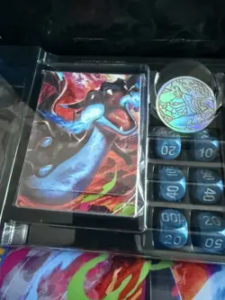 Pokemon TCG: Mega Charizard EX UPC Playmat, Card Sleeves, Deck Box, Dice & Coin - Image 2