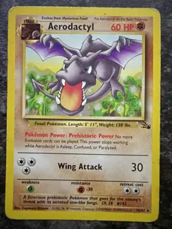 Pokemon TCG Aerodactyl 16/62 Fossil Rare Non-Holo Card WOTC 1999 MP - Image 1