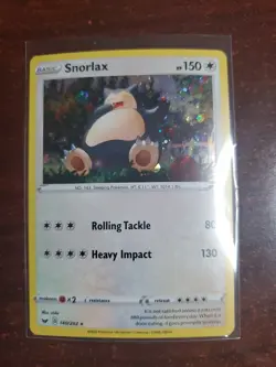 Snorlax 140/202 HD SWIRL Cosmos Holo Rare Promo Sword & Shield Pokemon Card NM - Image 1