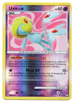 Pokemon Card Uxie #18/123 – D&P - Mysterious Treasures – Rare – Reverse Holo LP - Image 1