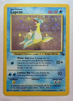 Lapras 10/62 Fossil Holo Rare Vintage Raw - Pokemon Card TCG - Image 1