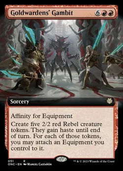 MTG Goldwardens' Gambit - Extended Art NM-Mint Commander: Phyrexia All Will Be O - Image 1