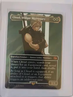 Magic MTG Cloud Midgar Mercenary FIN Borderless Surge Foil #0520 corner dmg - Image 1