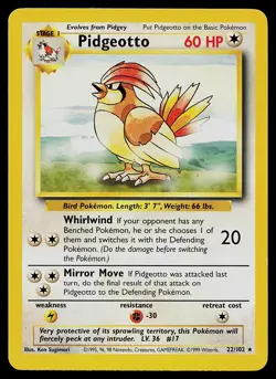 Pokemon Card - Pidgeotto Base Set Unlimited 22/102 Rare - Image 1