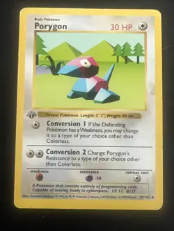 Porygon Base Set (Shadowless) 39/102 Uncommon 1st Edition Vintage Pokemon Card - Image 2