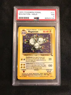 PSA 7 Magneton Holo Unlimited Fossil 11/62 Pokemon Card 1999 Wizards WOTC NM - Image 1