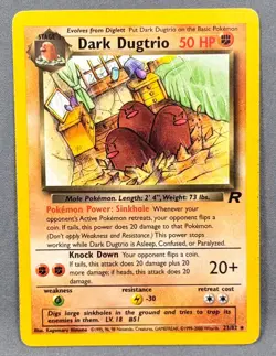 LP Unlimited Dark Dugtrio 23/82 Rare Team Rocket Pokemon Kagemaru Himeno WotC - Image 1