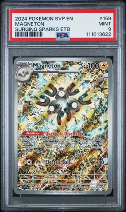 2024 POKEMON SVP EN-SV SURGING SPARKS ELITE TRAINER BOX PROMO MAGNETON PSA 9 - Image 1