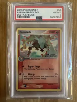 Pokemon TCG Rapidash EX Delta Species 52/113 Reverse Holo Stamped PSA 8 - Image 1