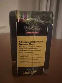 Pokemon TCG Detective Pikachu Collector's Treasure Chest Tin Lunch Box Sealed - Image 2