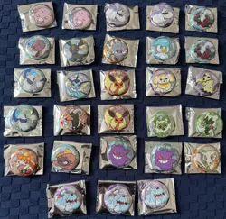 Pokemon Tcg Gem Pack Badge Set Badges Bundle Of 28 Including Umbreon & Gengar - Image 1