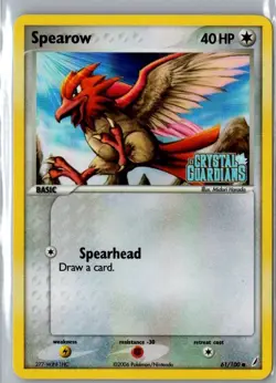 Pokemon TCG EX Crystal Guardians Spearow 61/100 Reverse Holo Stamped NM - Image 1