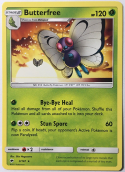POKEMON 2X BUTTERFREE 3/147 BURNING SHADOWS RARE NEAR MINT - Image 2
