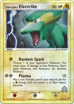 Damaged Team Aqua's Electrike - 27/95 - Uncommon - Reverse Holo Pokemon Team Mag - Image 1