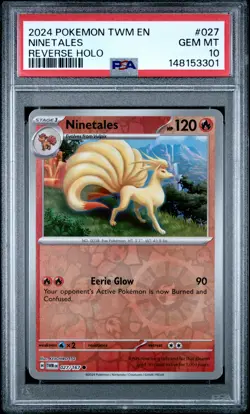 2024 POKEMON TWM EN-TWILIGHT MASQUERADE REVERSE HOLO #027 NINETALES PSA 10 - Image 1