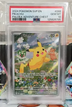 Pokemon TCG Pikachu Paldea Adventure Chest Promo English PSA 10 - Image 1