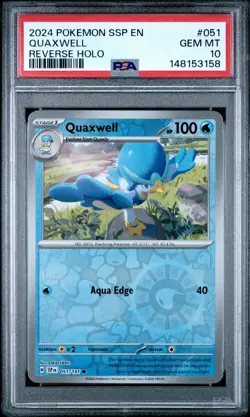 2024 POKEMON SSP EN-SURGING SPARKS REVERSE HOLO #051 QUAXWELL PSA 10 - Image 1