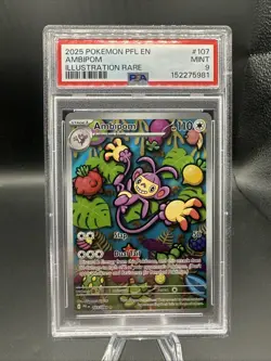 2025 POKEMON PFL EN-PHANTASMAL FLAMES ILLUSTRATION RARE #107 AMBIPOM PSA 9 - Image 1