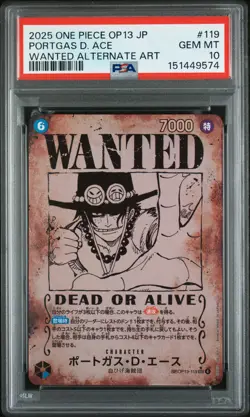 2025 ONE PIECE JPN CARRYING ON HIS WILL WANTED ALT ART PORTGAS D. ACE PSA 10 - Image 1
