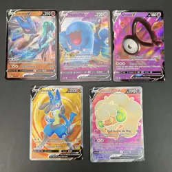 Pokemon V Card Lot (5 Cards) – 2x Lucario V, Wobbuffet, Unown NM - Image 1