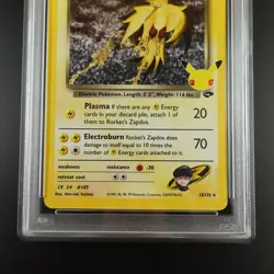 PSA 10 Rocket's Zapdos Pokemon Celebrations Classic Collection Holo Graded Card - Image 3
