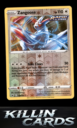 Reverse Holofoil Zangoose 120/198 Pokemon Rare SWSH06: Chilling Reign Card NM - Image 1