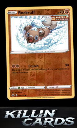Reverse Holofoil Rockruff 086/198 Pokemon Common SWSH06: Chilling Reign Card NM - Image 1