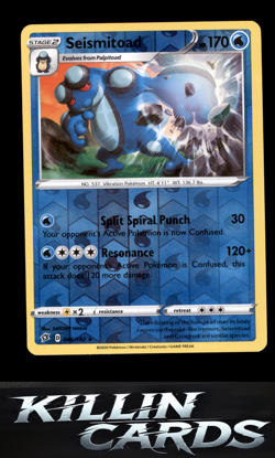 Reverse Holofoil Seismitoad 046/192 Pokemon Rare SWSH02: Rebel Clash Card NM - Image 1