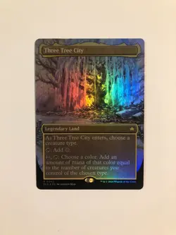 MTG Three Tree City Borderless Foil - Bloomburrow BLB (Winter #0340) - Mint - Image 1