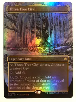 MTG Three Tree City Borderless Foil - Bloomburrow BLB (Winter #0340) - Mint - Image 2