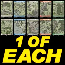 MTG LOTR (LTR) FOIL ART BASIC LAND LOT - 1 OF EACH TYPE - 10 TOTAL - Image 1