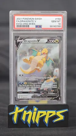 2021 Pokemon Evolving Skies Dragonite V 192 Alt Art GEM MINT PSA 10 - Image 1