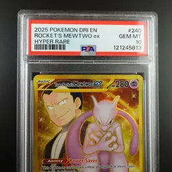 PSA 10 Team Rocket's Mewtwo ex 240/182 Pokemon Destined Rivals Full Art Graded - Image 2