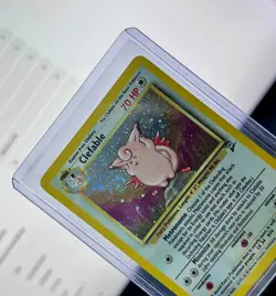 SWIRL Pokemon Card TCG Clefable 5/130 Base Set 2 WOTC 2000 Vintage Holo Rare LP - Image 1