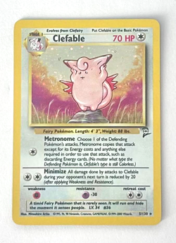 SWIRL Pokemon Card TCG Clefable 5/130 Base Set 2 WOTC 2000 Vintage Holo Rare LP - Image 2