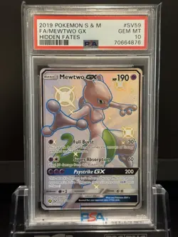 2019 Pokemon Sun & Moon #SV59 Full Art Mewtwo Gx Hidden Fates PSA 10 - Image 1