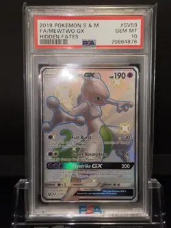 2019 Pokemon Sun & Moon #SV59 Full Art Mewtwo Gx Hidden Fates PSA 10 - Image 2