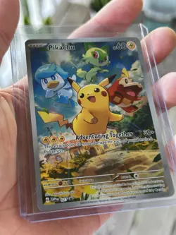 Pikachu SVP 027 Pokemon Center Stamp Black Star Promo Full Art Holo⚡💎⚡ - Image 1