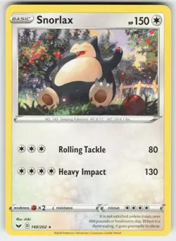Snorlax 140/202 Rare Sword & Shield Pokemon Near Mint - Image 1