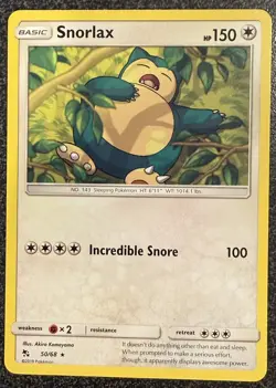Snorlax 50/68 Rare Hidden Fates Pokemon Near Mint - Image 1