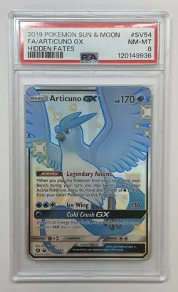 2019 POKEMON SUN & MOON FA/ARTICUNO GX HIDDEN FATES PSA 8 NM-MT - Image 1