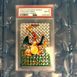 [PSA 8] 1996 Bandai Carddass Vending #6 Charizard Prism Green Japan Pokemon F/S - Image 1