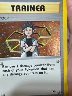 POKEMON BROCK 15/132 RARE COSMOS HOLO WITH SWIRL GYM HEROES HP/DM SEE PICS - Image 5