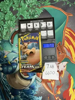 Pokemon TCG Sun & Moon Team Up Mini Booster Pack Snorlax & Eevee Sealed 7.68G - Image 1