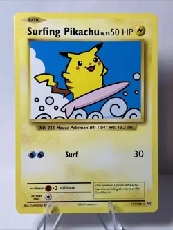 2016 Pokemon XY Evolutions Surfing Pikachu #111/108 Secret Rare NM - Image 1